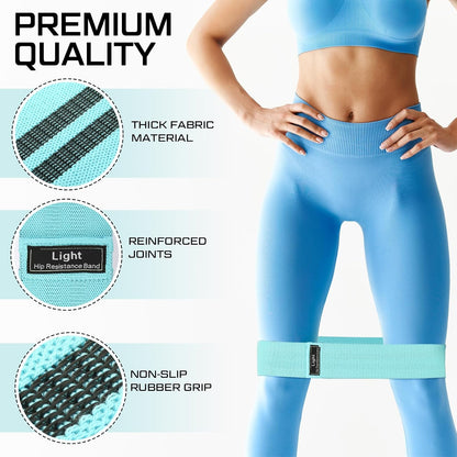 12 Pcs Fabric Resistance Bands for Working Out Non-Slip Booty Exercise Loop Bands for Women Men Glutes Hip Thigh Butt Yoga Pilates Fitness Gym, Light Medium Heavy