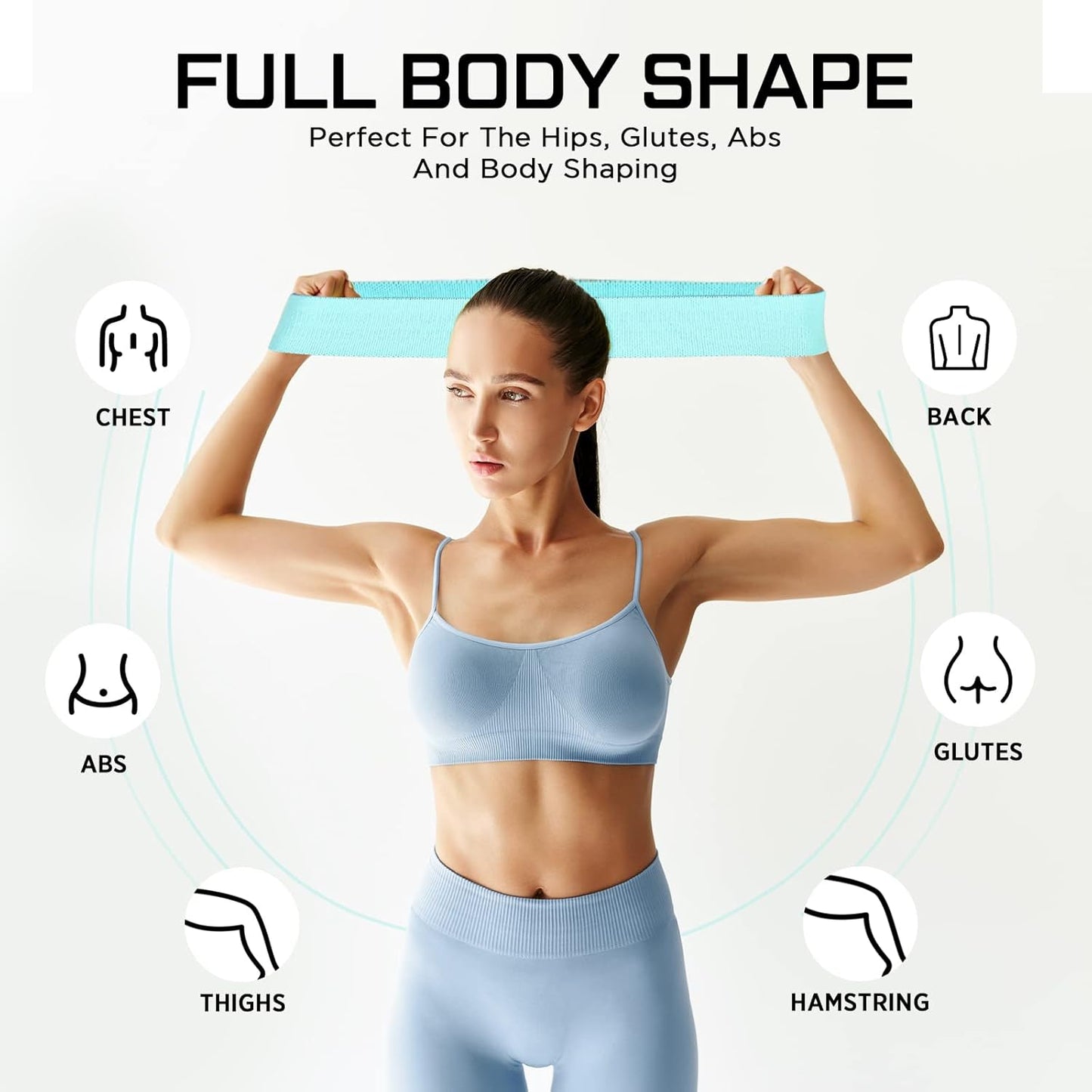 12 Pcs Fabric Resistance Bands for Working Out Non-Slip Booty Exercise Loop Bands for Women Men Glutes Hip Thigh Butt Yoga Pilates Fitness Gym, Light Medium Heavy