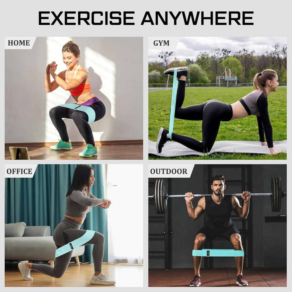 12 Pcs Fabric Resistance Bands for Working Out Non-Slip Booty Exercise Loop Bands for Women Men Glutes Hip Thigh Butt Yoga Pilates Fitness Gym, Light Medium Heavy