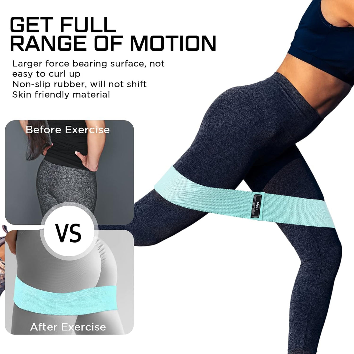 12 Pcs Fabric Resistance Bands for Working Out Non-Slip Booty Exercise Loop Bands for Women Men Glutes Hip Thigh Butt Yoga Pilates Fitness Gym, Light Medium Heavy