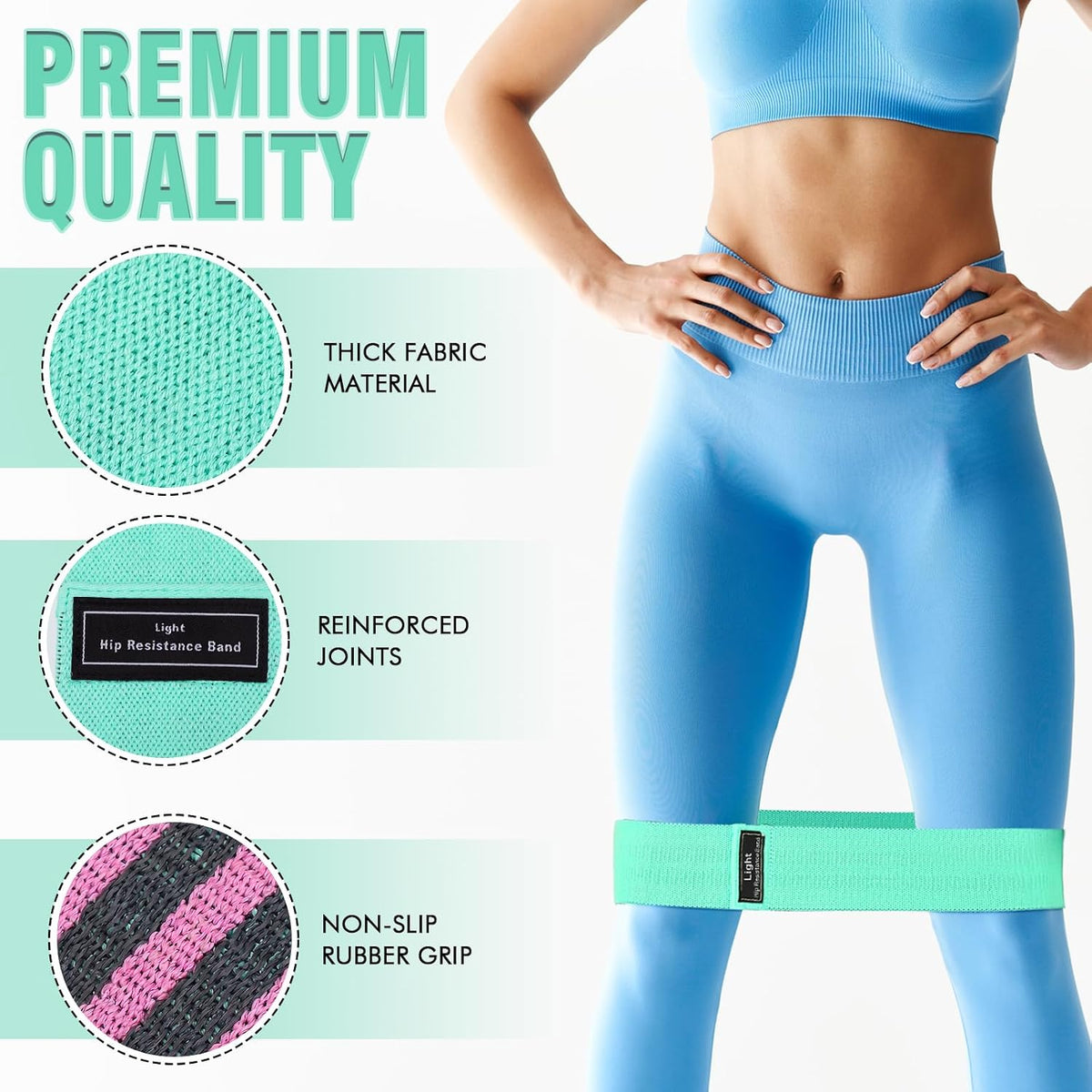 12 Pcs Fabric Resistance Bands for Working Out Non-Slip Booty Exercise Loop Bands for Women Men Glutes Hip Thigh Butt Yoga Pilates Fitness Gym, Light Medium Heavy