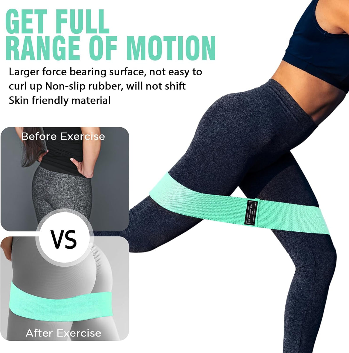 12 Pcs Fabric Resistance Bands for Working Out Non-Slip Booty Exercise Loop Bands for Women Men Glutes Hip Thigh Butt Yoga Pilates Fitness Gym, Light Medium Heavy