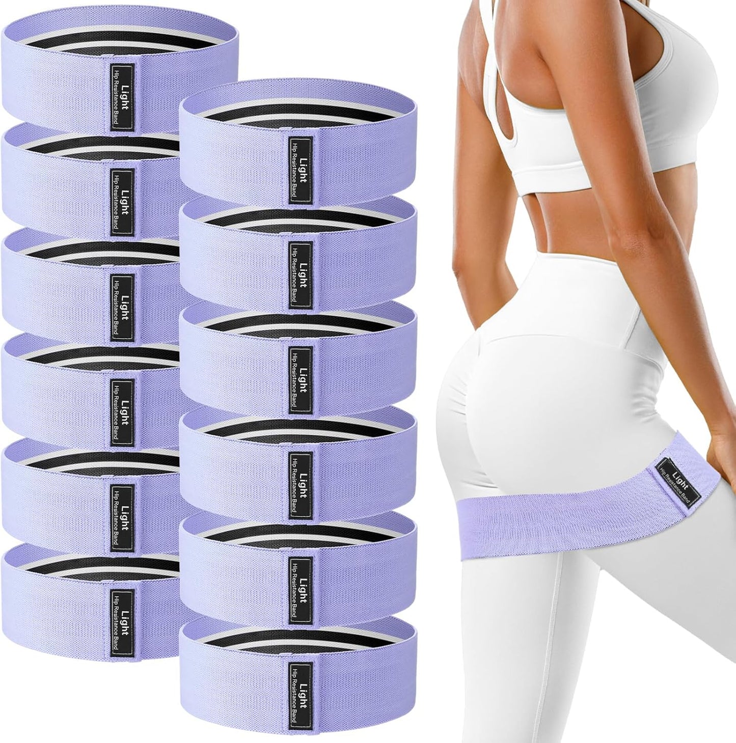12 Pcs Fabric Resistance Bands for Working Out Non-Slip Booty Exercise Loop Bands for Women Men Glutes Hip Thigh Butt Yoga Pilates Fitness Gym, Light Medium Heavy
