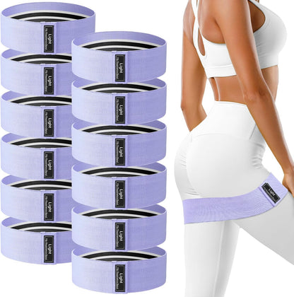 12 Pcs Fabric Resistance Bands for Working Out Non-Slip Booty Exercise Loop Bands for Women Men Glutes Hip Thigh Butt Yoga Pilates Fitness Gym, Light Medium Heavy