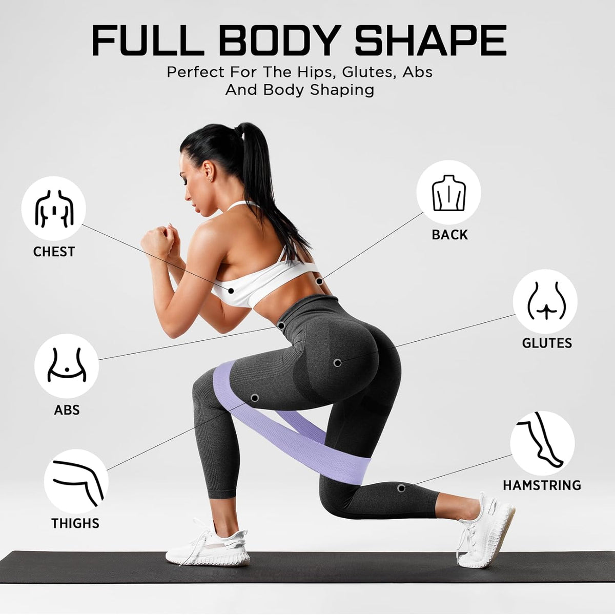 12 Pcs Fabric Resistance Bands for Working Out Non-Slip Booty Exercise Loop Bands for Women Men Glutes Hip Thigh Butt Yoga Pilates Fitness Gym, Light Medium Heavy