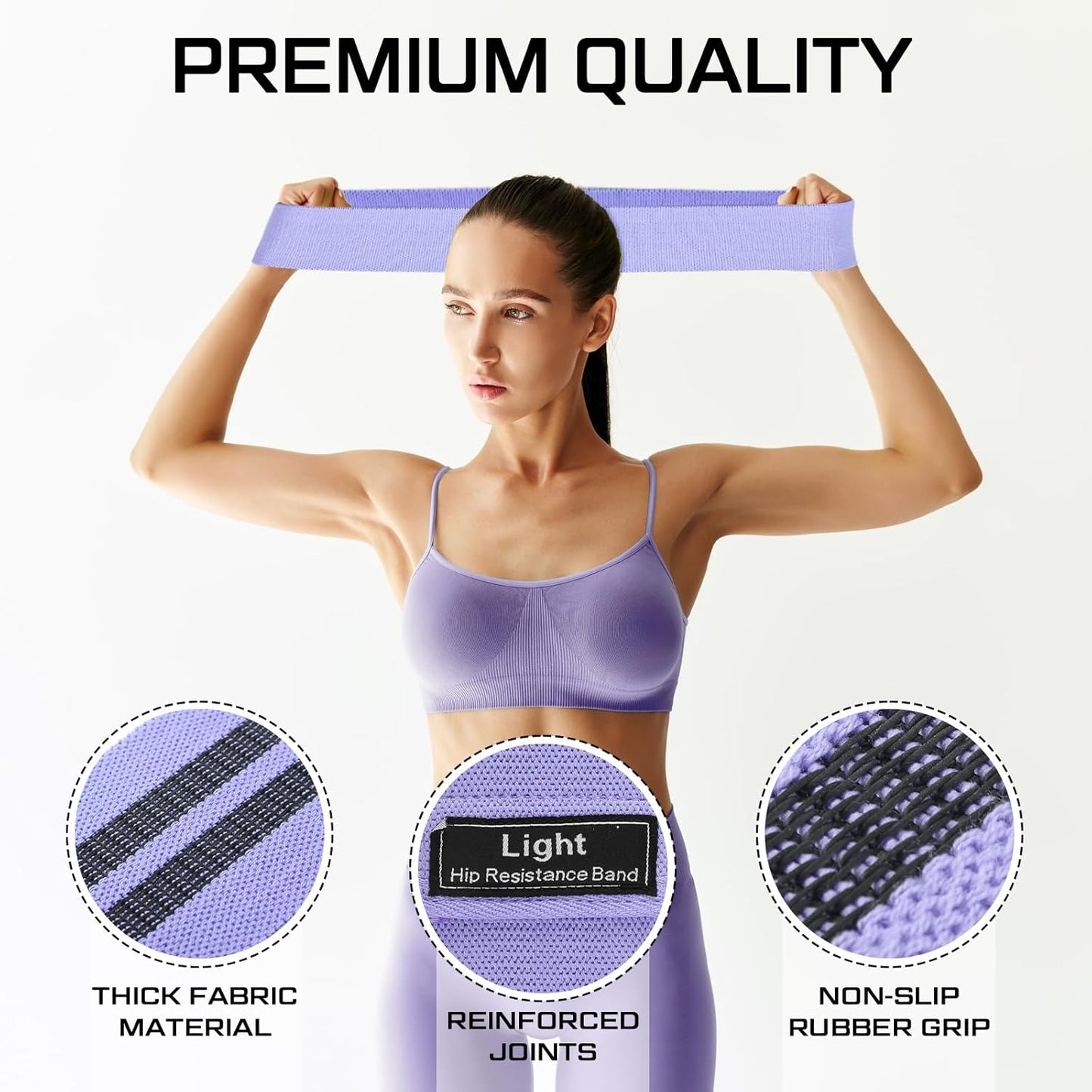 12 Pcs Fabric Resistance Bands for Working Out Non-Slip Booty Exercise Loop Bands for Women Men Glutes Hip Thigh Butt Yoga Pilates Fitness Gym, Light Medium Heavy