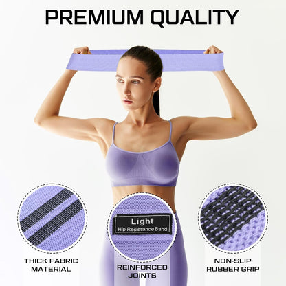 12 Pcs Fabric Resistance Bands for Working Out Non-Slip Booty Exercise Loop Bands for Women Men Glutes Hip Thigh Butt Yoga Pilates Fitness Gym, Light Medium Heavy