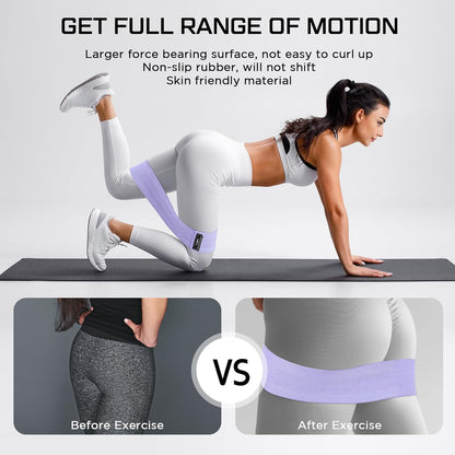 12 Pcs Fabric Resistance Bands for Working Out Non-Slip Booty Exercise Loop Bands for Women Men Glutes Hip Thigh Butt Yoga Pilates Fitness Gym, Light Medium Heavy