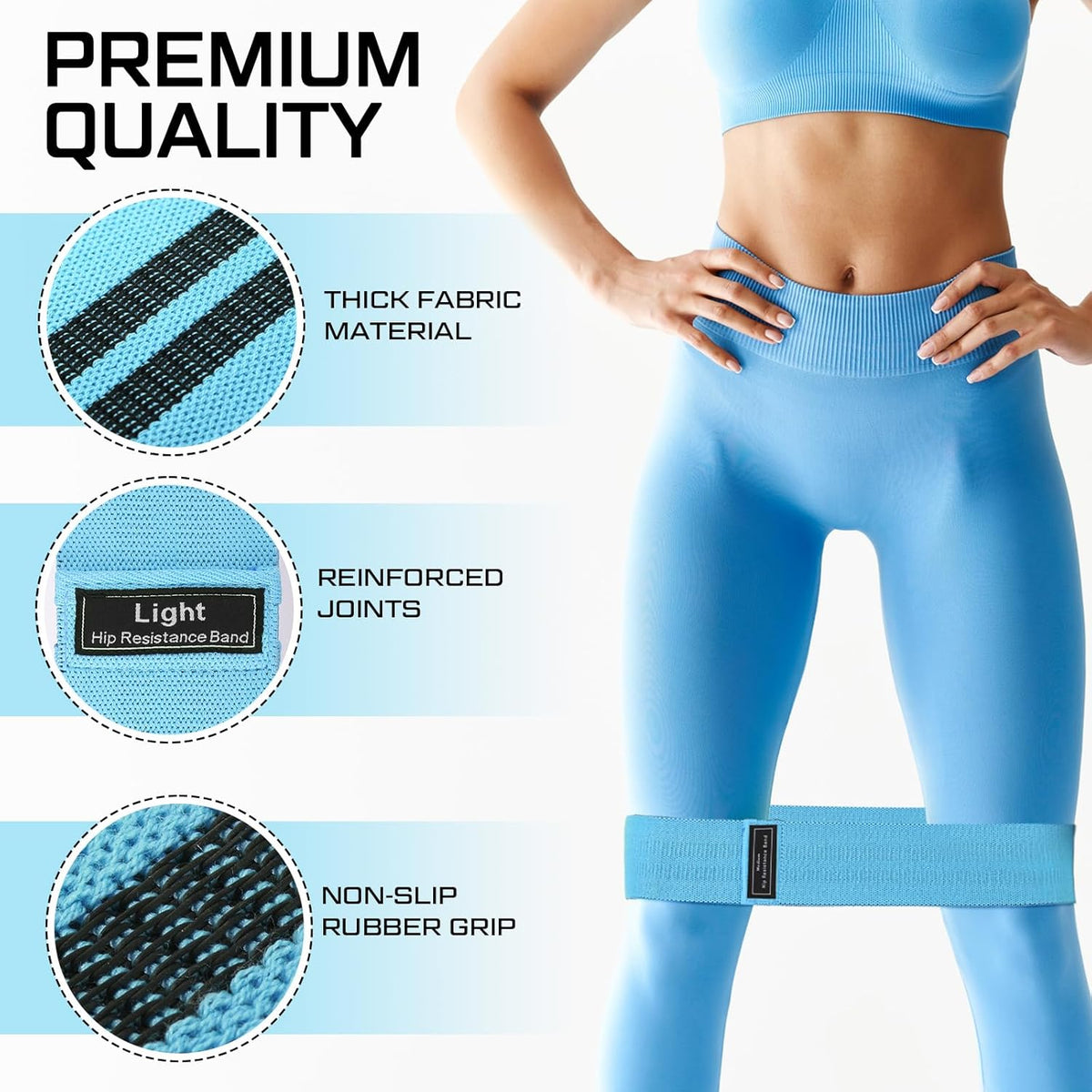 12 Pcs Fabric Resistance Bands for Working Out Non-Slip Booty Exercise Loop Bands for Women Men Glutes Hip Thigh Butt Yoga Pilates Fitness Gym, Light Medium Heavy