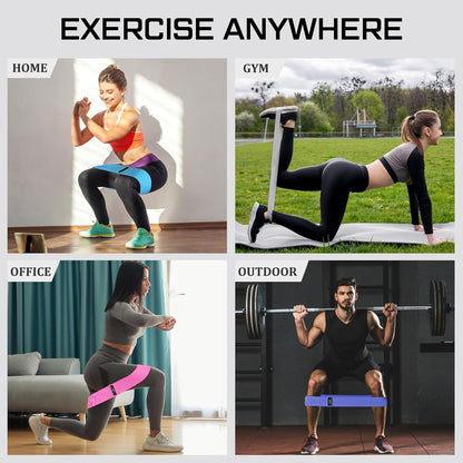 12 Pcs Fabric Resistance Bands for Working Out Non-Slip Booty Exercise Loop Bands for Women Men Glutes Hip Thigh Butt Yoga Pilates Fitness Gym, Light Medium Heavy