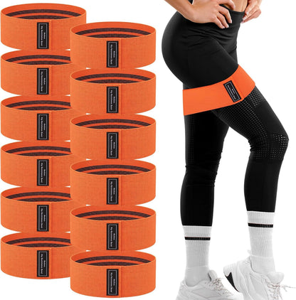 12 Pcs Fabric Resistance Bands for Working Out Non-Slip Booty Exercise Loop Bands for Women Men Glutes Hip Thigh Butt Yoga Pilates Fitness Gym, Light Medium Heavy