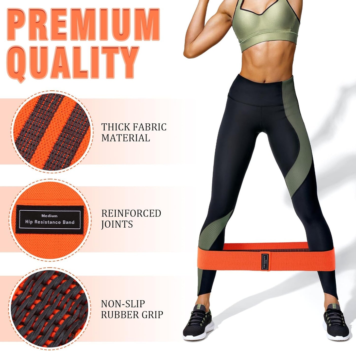 12 Pcs Fabric Resistance Bands for Working Out Non-Slip Booty Exercise Loop Bands for Women Men Glutes Hip Thigh Butt Yoga Pilates Fitness Gym, Light Medium Heavy
