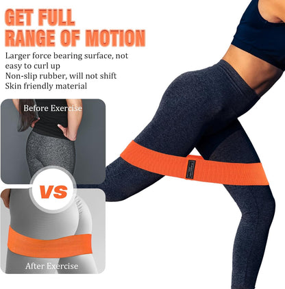 12 Pcs Fabric Resistance Bands for Working Out Non-Slip Booty Exercise Loop Bands for Women Men Glutes Hip Thigh Butt Yoga Pilates Fitness Gym, Light Medium Heavy