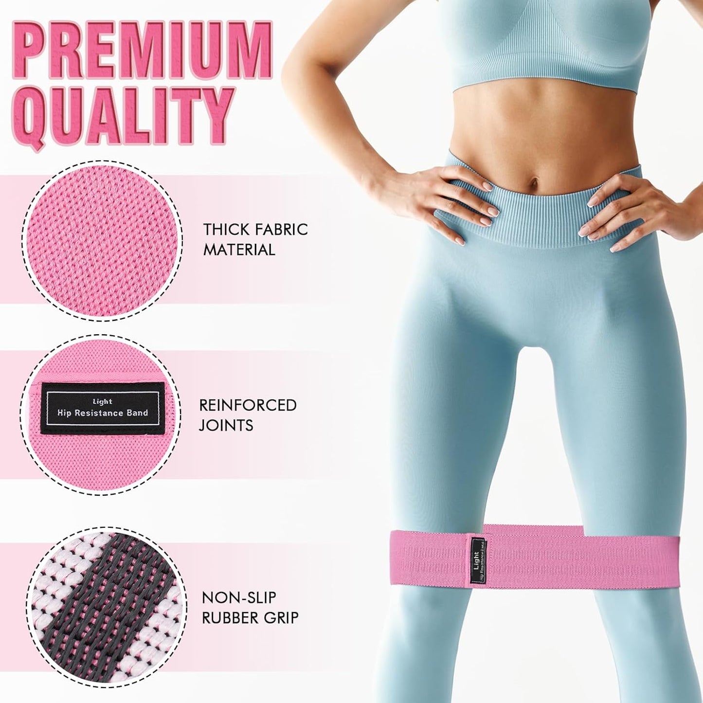 12 Pcs Fabric Resistance Bands for Working Out Non-Slip Booty Exercise Loop Bands for Women Men Glutes Hip Thigh Butt Yoga Pilates Fitness Gym, Light Medium Heavy