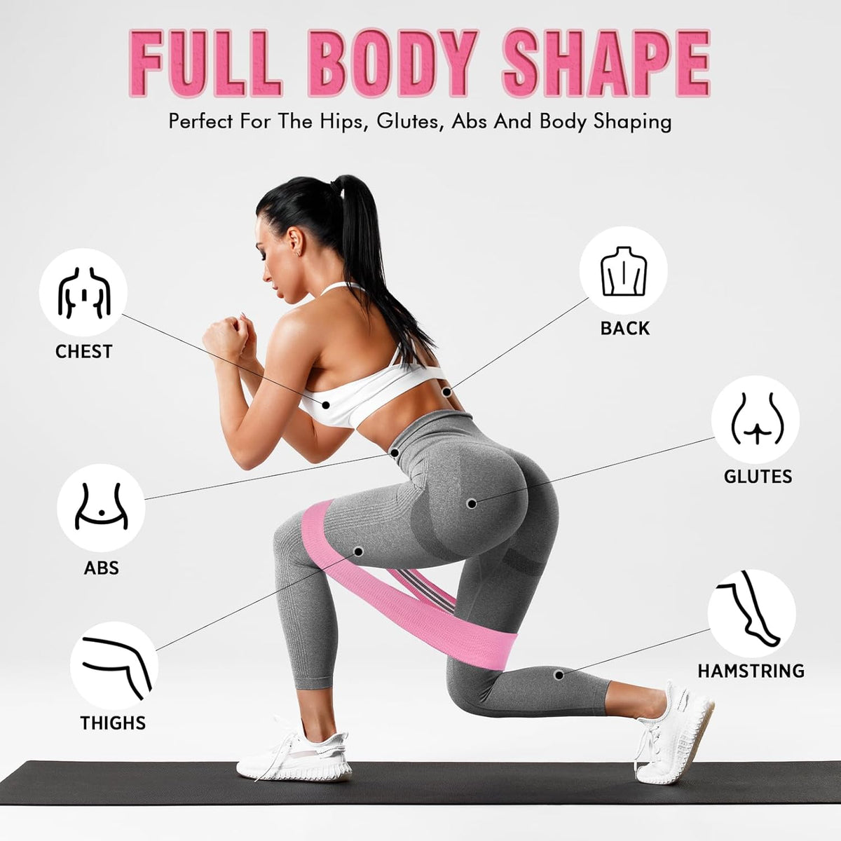 12 Pcs Fabric Resistance Bands for Working Out Non-Slip Booty Exercise Loop Bands for Women Men Glutes Hip Thigh Butt Yoga Pilates Fitness Gym, Light Medium Heavy