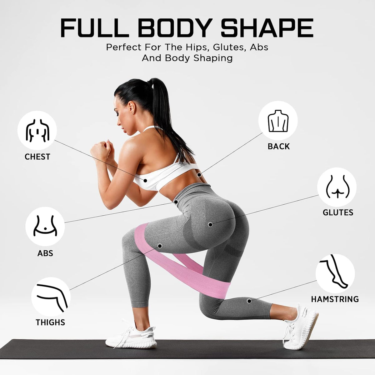 12 Pcs Fabric Resistance Bands for Working Out Non-Slip Booty Exercise Loop Bands for Women Men Glutes Hip Thigh Butt Yoga Pilates Fitness Gym, Light Medium Heavy