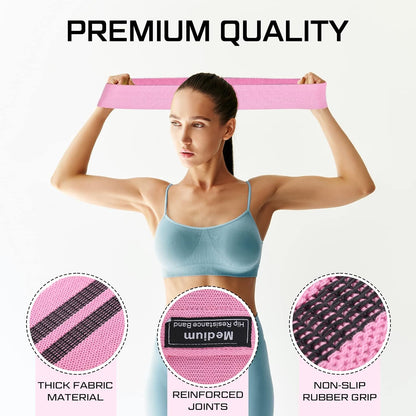 12 Pcs Fabric Resistance Bands for Working Out Non-Slip Booty Exercise Loop Bands for Women Men Glutes Hip Thigh Butt Yoga Pilates Fitness Gym, Light Medium Heavy