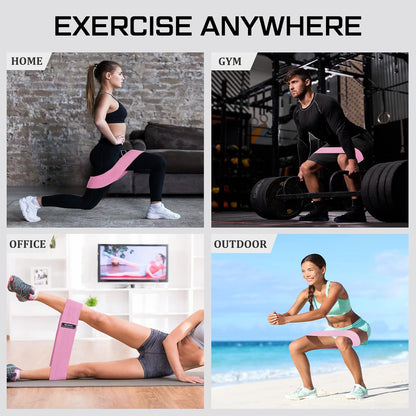 12 Pcs Fabric Resistance Bands for Working Out Non-Slip Booty Exercise Loop Bands for Women Men Glutes Hip Thigh Butt Yoga Pilates Fitness Gym, Light Medium Heavy