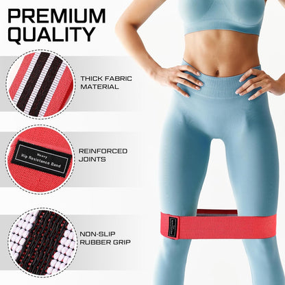 12 Pcs Fabric Resistance Bands for Working Out Non-Slip Booty Exercise Loop Bands for Women Men Glutes Hip Thigh Butt Yoga Pilates Fitness Gym, Light Medium Heavy