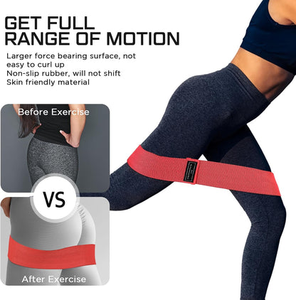 12 Pcs Fabric Resistance Bands for Working Out Non-Slip Booty Exercise Loop Bands for Women Men Glutes Hip Thigh Butt Yoga Pilates Fitness Gym, Light Medium Heavy