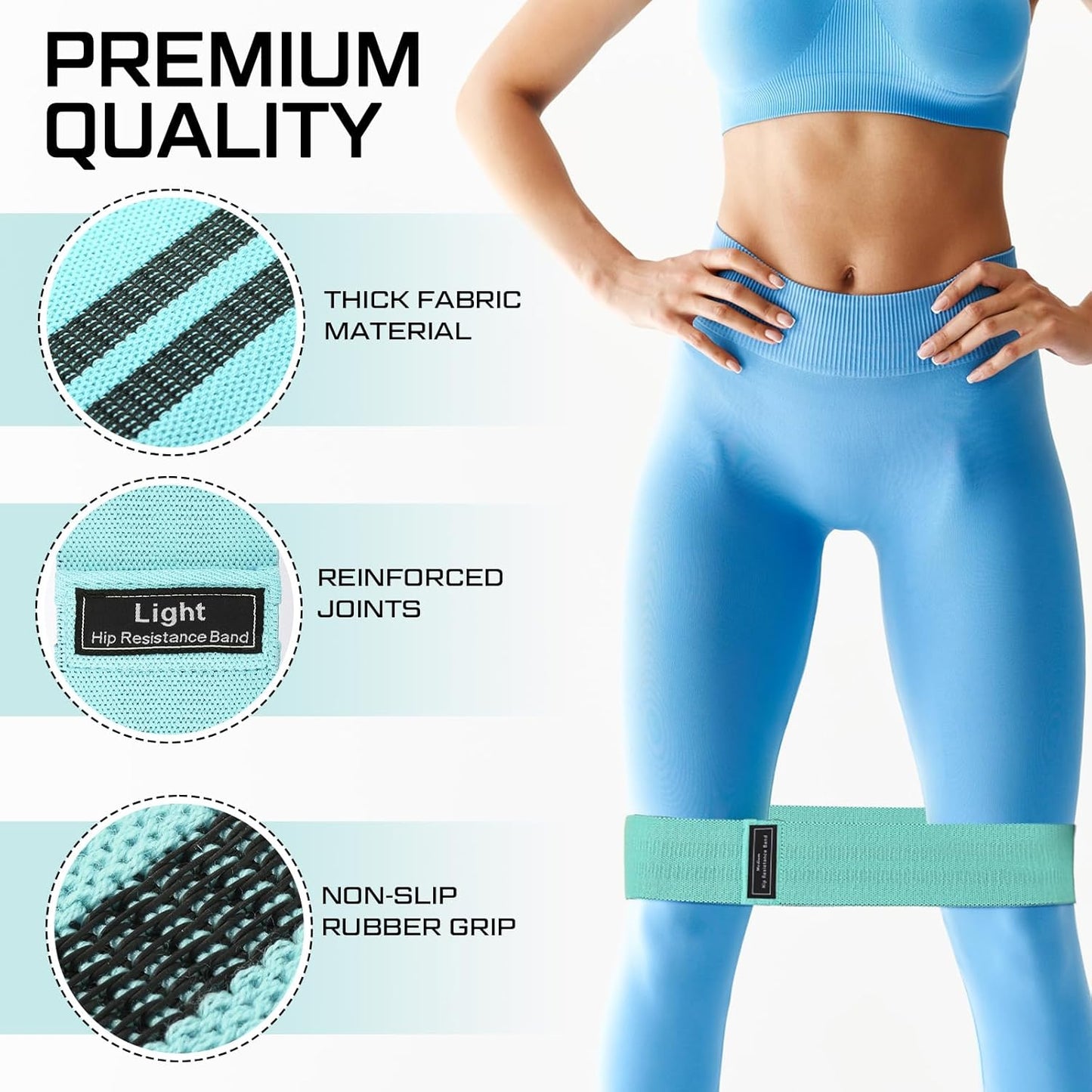 12 Pcs Fabric Resistance Bands for Working Out Non-Slip Booty Exercise Loop Bands for Women Men Glutes Hip Thigh Butt Yoga Pilates Fitness Gym, Light Medium Heavy