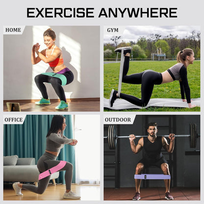 12 Pcs Fabric Resistance Bands for Working Out Non-Slip Booty Exercise Loop Bands for Women Men Glutes Hip Thigh Butt Yoga Pilates Fitness Gym, Light Medium Heavy