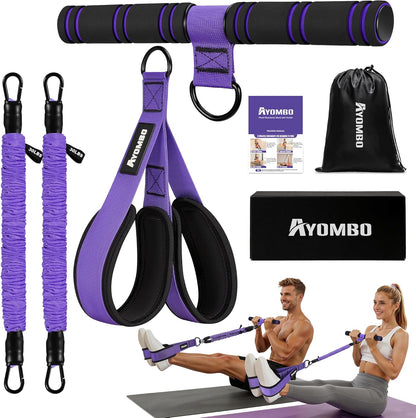 Upgrade Pedal Resistance Band with Handle, Adjustable Tube Foot Pedal Device Puller Exercise Bands, for Abs Arm Leg Waist Workout, Core Pilates, Sit Up Fitness Equipment for Full Body Training