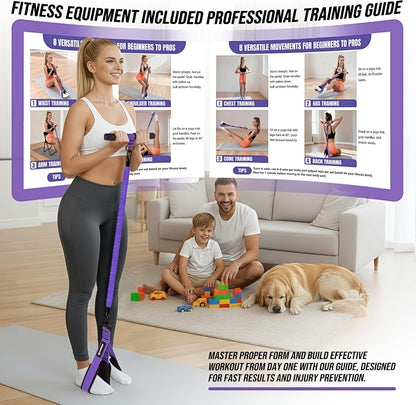 Upgrade Pedal Resistance Band with Handle, Adjustable Tube Foot Pedal Device Puller Exercise Bands, for Abs Arm Leg Waist Workout, Core Pilates, Sit Up Fitness Equipment for Full Body Training