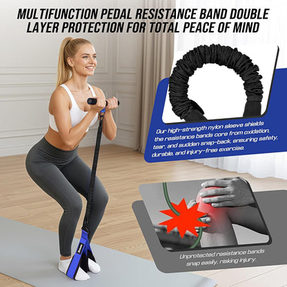 Upgrade Pedal Resistance Band with Handle, Adjustable Tube Foot Pedal Device Puller Exercise Bands, for Abs Arm Leg Waist Workout, Core Pilates, Sit Up Fitness Equipment for Full Body Training