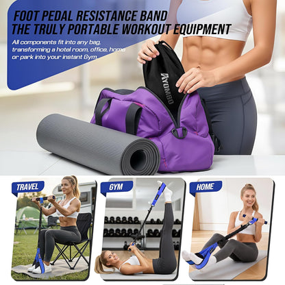 Upgrade Pedal Resistance Band with Handle, Adjustable Tube Foot Pedal Device Puller Exercise Bands, for Abs Arm Leg Waist Workout, Core Pilates, Sit Up Fitness Equipment for Full Body Training