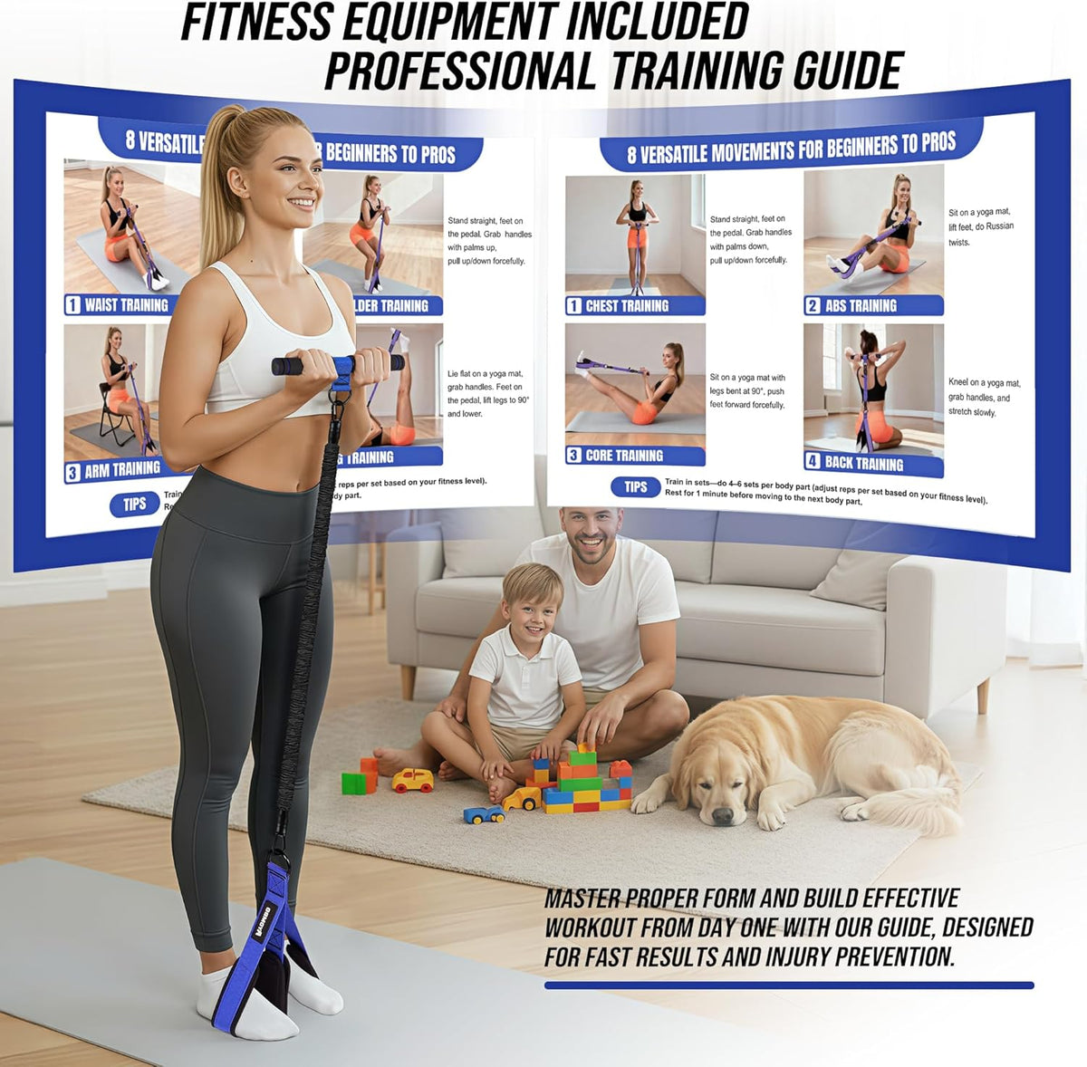 Upgrade Pedal Resistance Band with Handle, Adjustable Tube Foot Pedal Device Puller Exercise Bands, for Abs Arm Leg Waist Workout, Core Pilates, Sit Up Fitness Equipment for Full Body Training