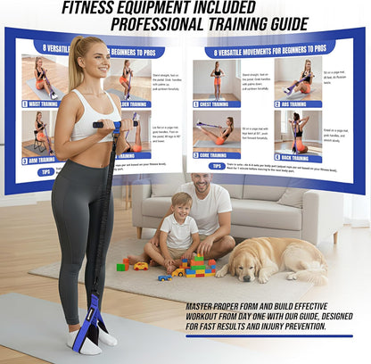 Upgrade Pedal Resistance Band with Handle, Adjustable Tube Foot Pedal Device Puller Exercise Bands, for Abs Arm Leg Waist Workout, Core Pilates, Sit Up Fitness Equipment for Full Body Training