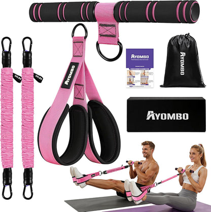Upgrade Pedal Resistance Band with Handle, Adjustable Tube Foot Pedal Device Puller Exercise Bands, for Abs Arm Leg Waist Workout, Core Pilates, Sit Up Fitness Equipment for Full Body Training