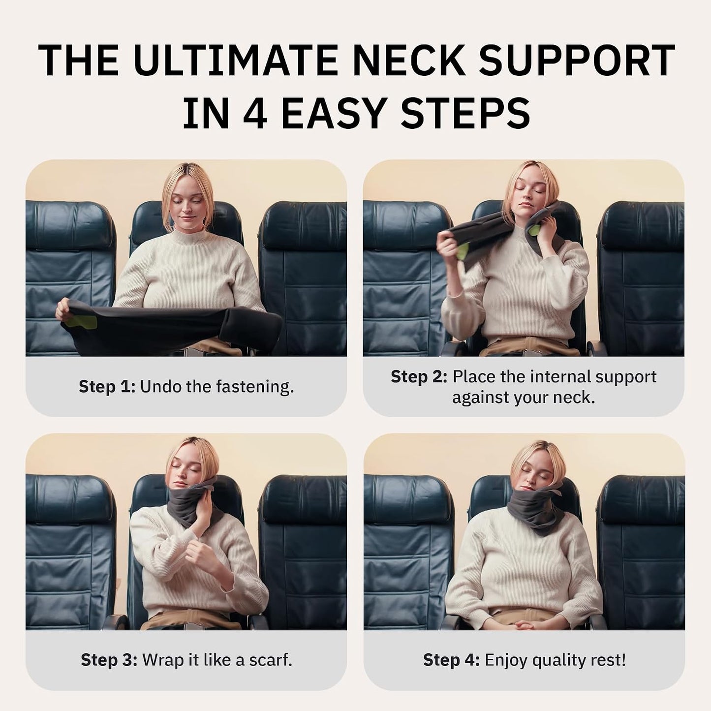 Pillow - Scientifically Proven Neck Support Travel Pillow for Airplanes - Lightweight and Machine Washable - Ergonomic Design for Traveling on Cars and Trains - Black