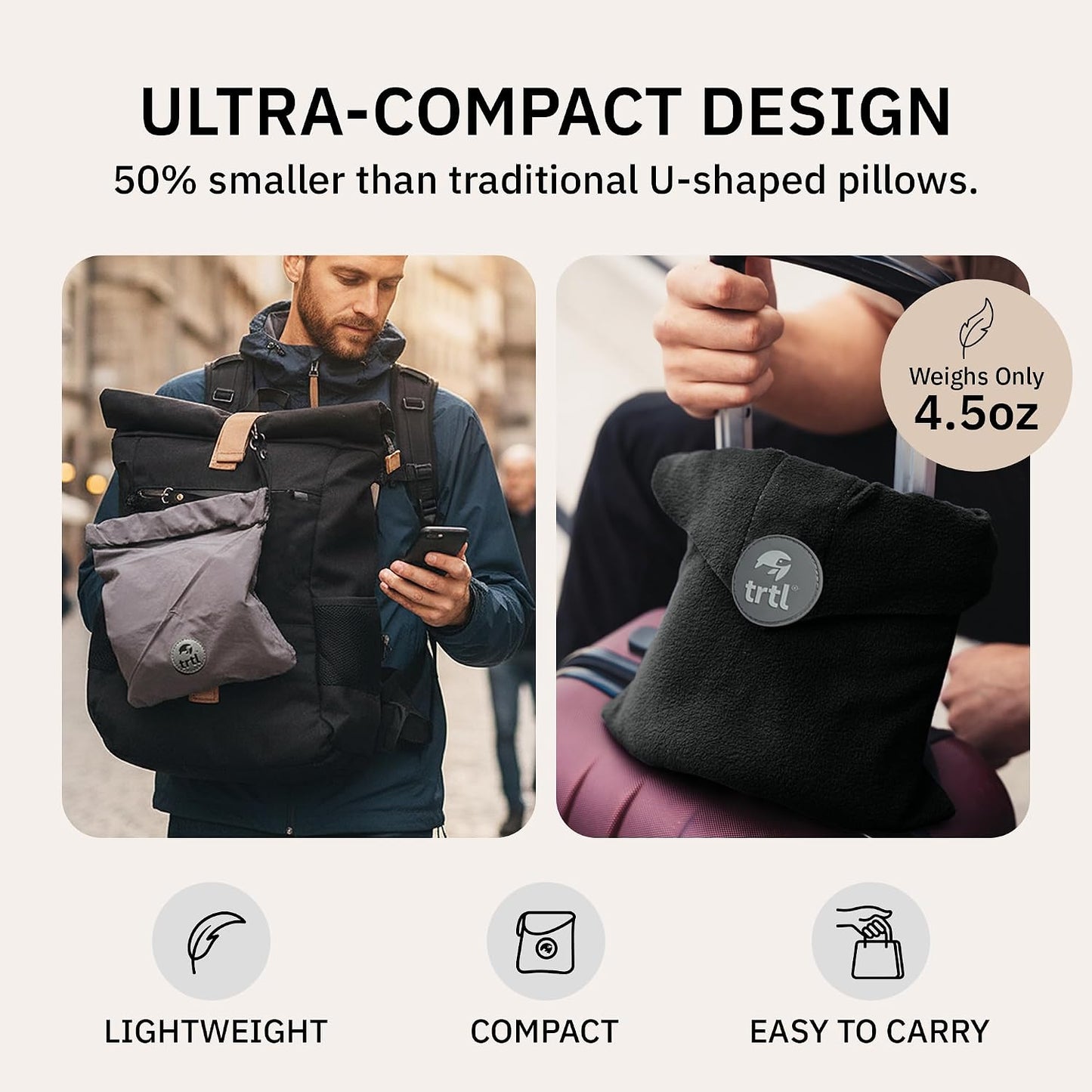 Pillow - Scientifically Proven Neck Support Travel Pillow for Airplanes - Lightweight and Machine Washable - Ergonomic Design for Traveling on Cars and Trains - Black