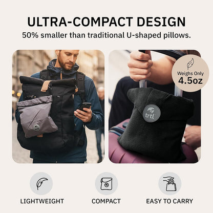 Pillow - Scientifically Proven Neck Support Travel Pillow for Airplanes - Lightweight and Machine Washable - Ergonomic Design for Traveling on Cars and Trains - Black