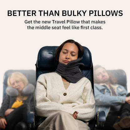Pillow - Scientifically Proven Neck Support Travel Pillow for Airplanes - Lightweight and Machine Washable - Ergonomic Design for Traveling on Cars and Trains - Black