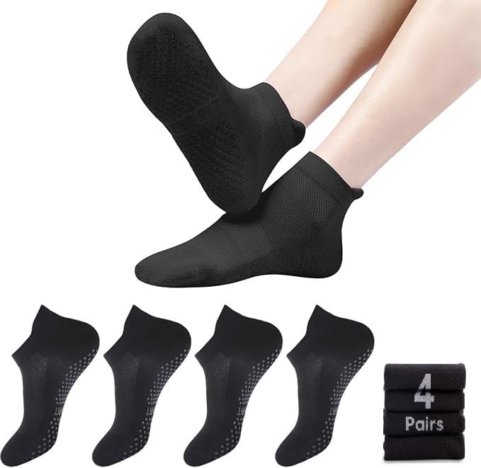 4 Pairs Grip Socks Pilates Socks for Women