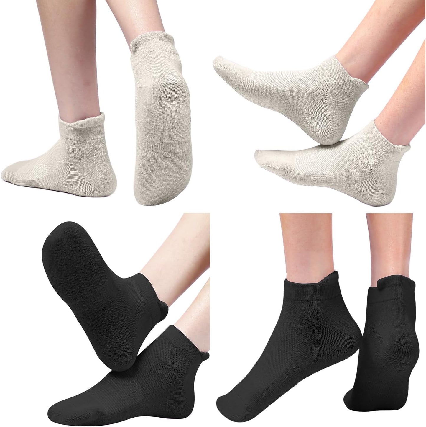 4 Pairs Grip Socks Pilates Socks for Women