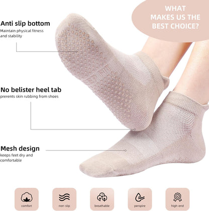 4 Pairs Grip Socks Pilates Socks for Women