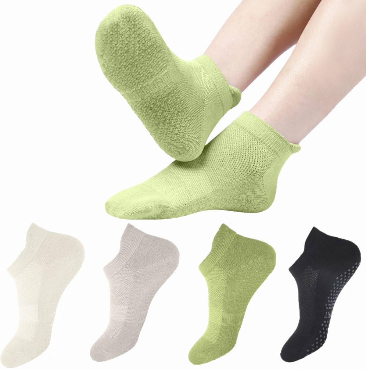 4 Pairs Grip Socks Pilates Socks for Women