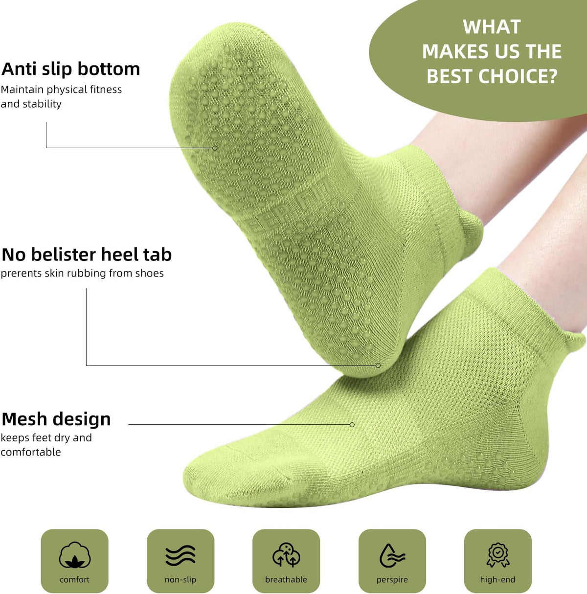 4 Pairs Grip Socks Pilates Socks for Women
