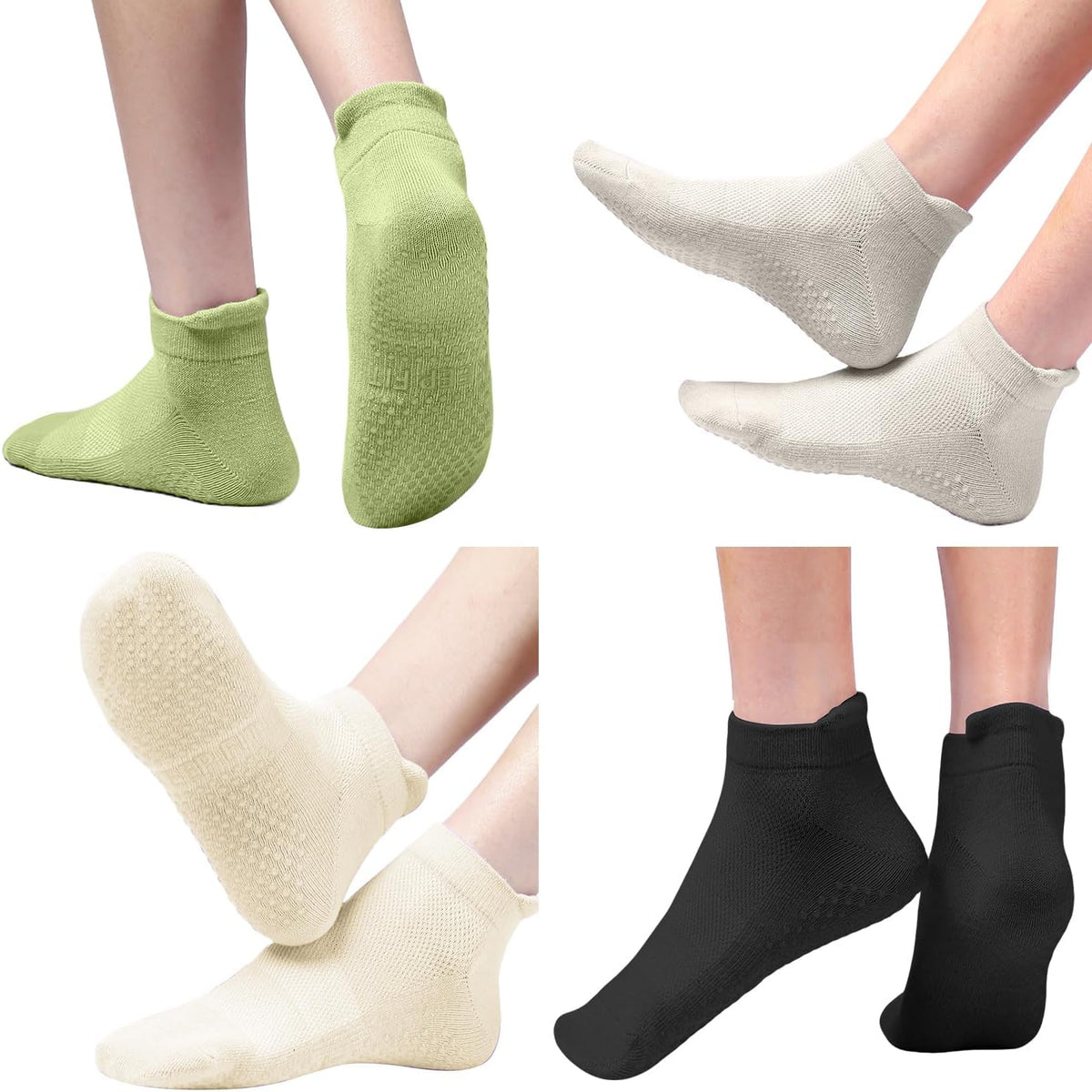 4 Pairs Grip Socks Pilates Socks for Women