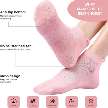 4 Pairs Grip Socks Pilates Socks for Women