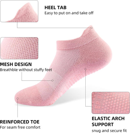 4 Pairs Grip Socks Pilates Socks for Women