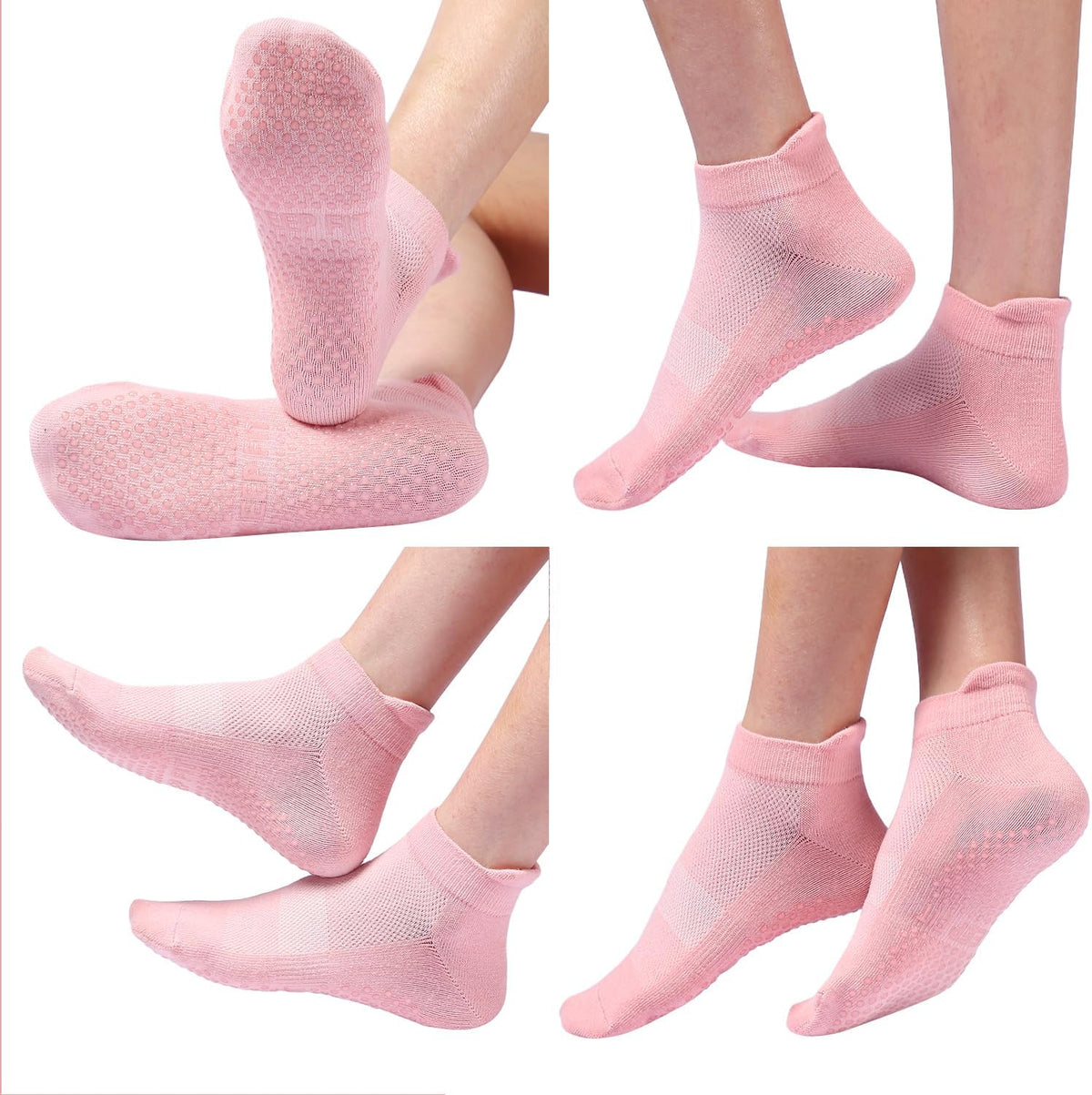 4 Pairs Grip Socks Pilates Socks for Women