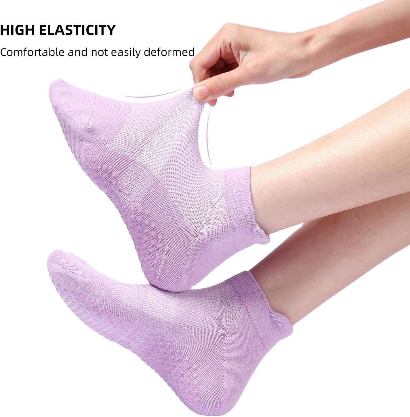 4 Pairs Grip Socks Pilates Socks for Women