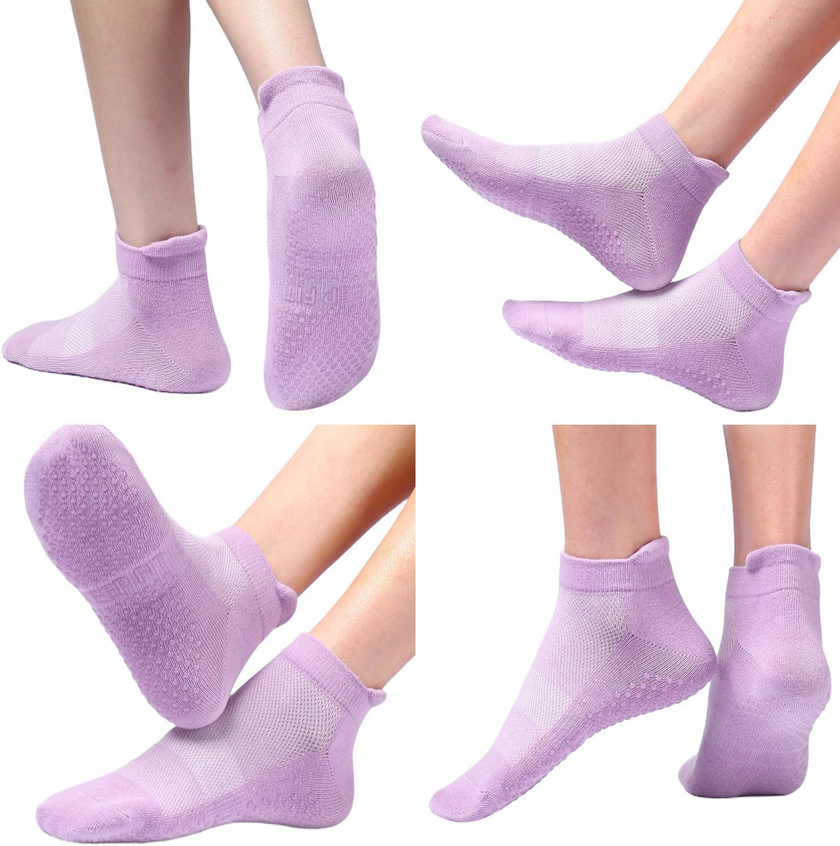 4 Pairs Grip Socks Pilates Socks for Women