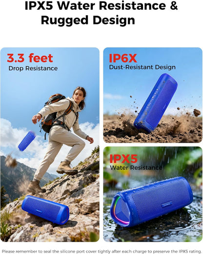 Bluetooth Speaker, 20W HD Sound, Portable Wireless, IPX5 Waterproof, Up to 24H Playtime, TWS Pairing, for Home/Party/Outdoor/Camping/Beach Essentials, Electronic Gadgets, Birthday Gift (Black)