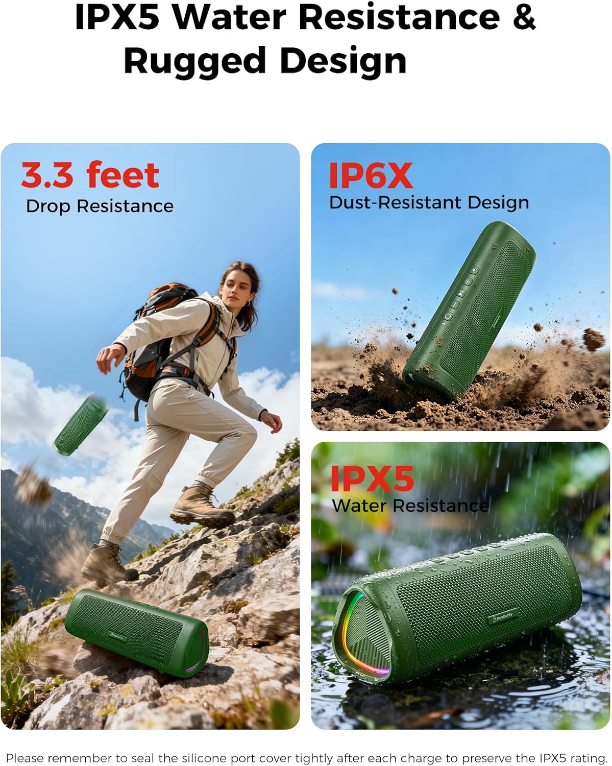 Bluetooth Speaker, 20W HD Sound, Portable Wireless, IPX5 Waterproof, Up to 24H Playtime, TWS Pairing, for Home/Party/Outdoor/Camping/Beach Essentials, Electronic Gadgets, Birthday Gift (Black)